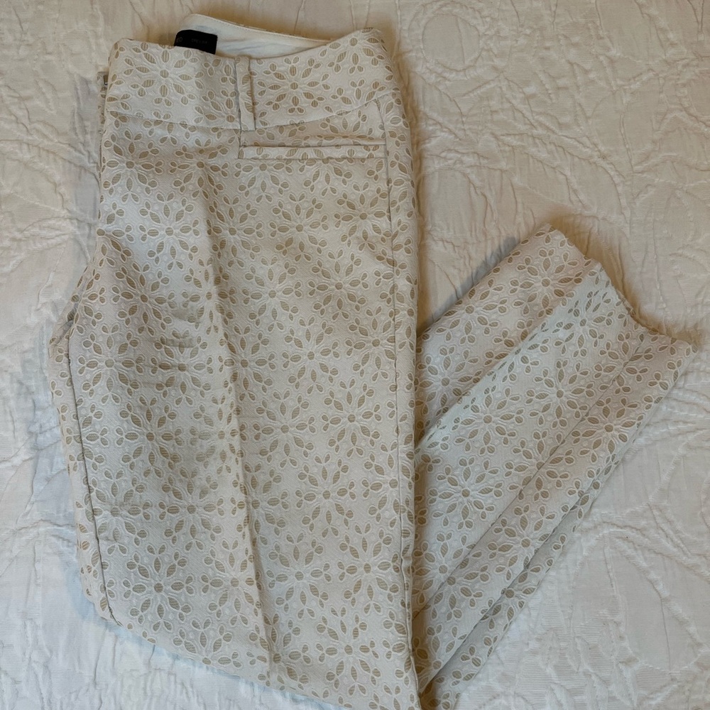 The Limited Ivory Floral Drew Fit Cigarette Pant